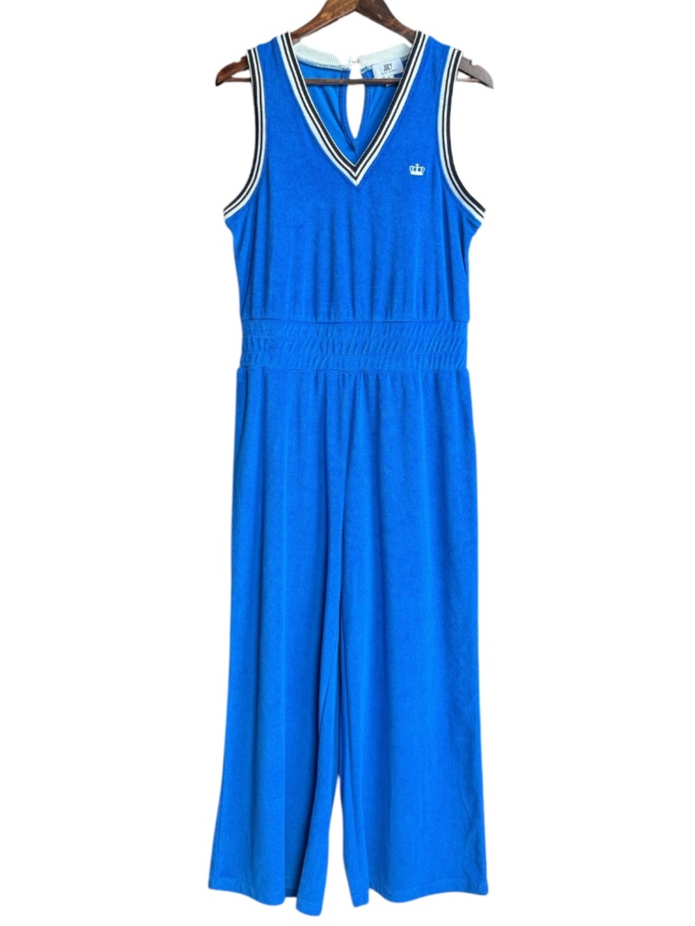 Juicy Couture Royal Blue Sleeveless Pull‎ on Terry Cloth Capri Jumpsuit Sz M